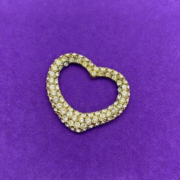 💛 Silver Tone Rhinestone Heart Pendant - Picture 1 of 4